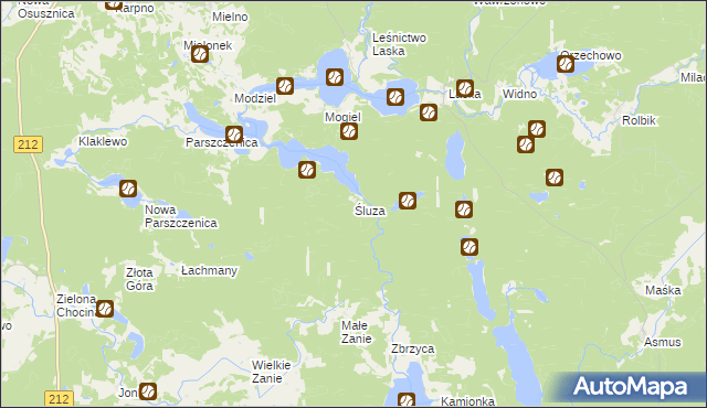 mapa Śluza gmina Chojnice, Śluza gmina Chojnice na mapie Targeo