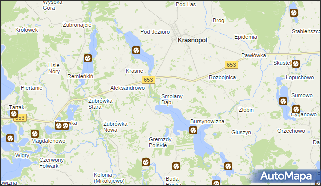 mapa Smolany Dąb, Smolany Dąb na mapie Targeo