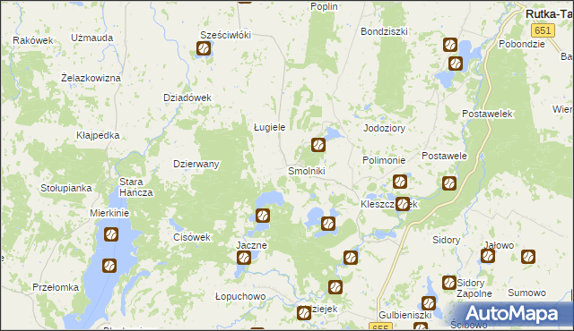 mapa Smolniki gmina Rutka-Tartak, Smolniki gmina Rutka-Tartak na mapie Targeo