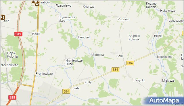 mapa Sobótka gmina Bielsk Podlaski, Sobótka gmina Bielsk Podlaski na mapie Targeo
