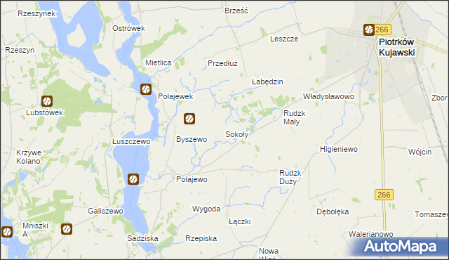 mapa Sokoły gmina Piotrków Kujawski, Sokoły gmina Piotrków Kujawski na mapie Targeo