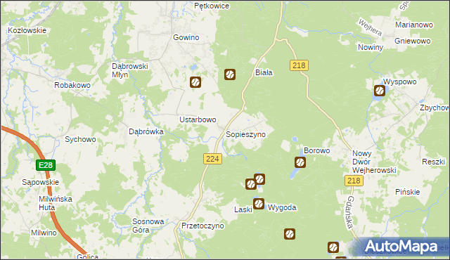 mapa Sopieszyno, Sopieszyno na mapie Targeo