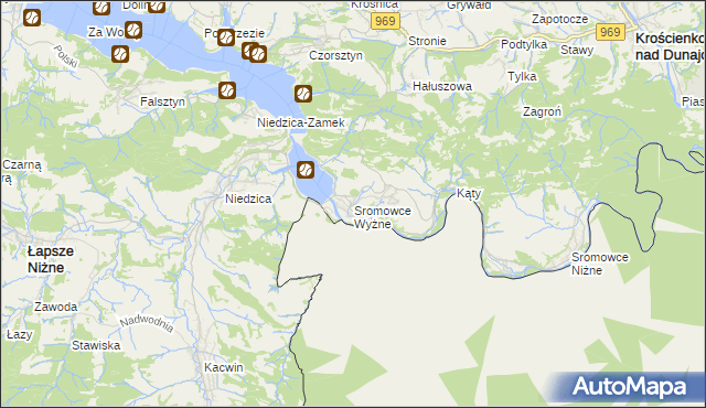 mapa Sromowce Wyżne, Sromowce Wyżne na mapie Targeo