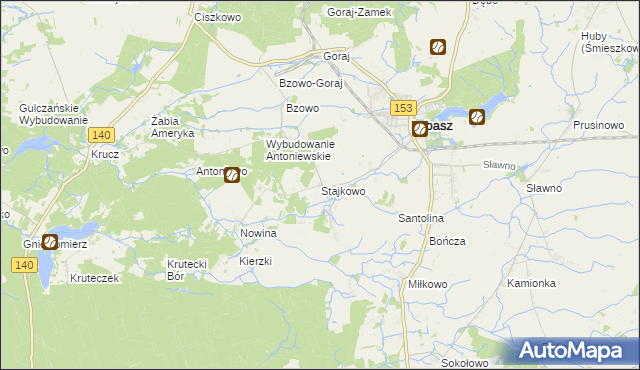 mapa Stajkowo gmina Lubasz, Stajkowo gmina Lubasz na mapie Targeo