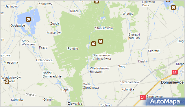 mapa Stanisławów Leśniczówka, Stanisławów Leśniczówka na mapie Targeo