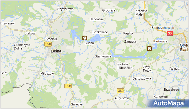 mapa Stankowice, Stankowice na mapie Targeo