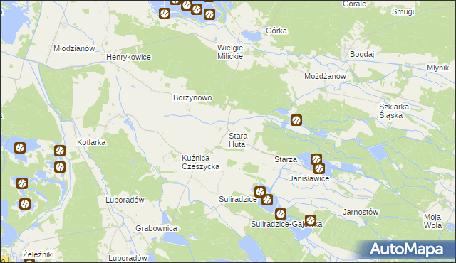 mapa Stara Huta gmina Krośnice, Stara Huta gmina Krośnice na mapie Targeo