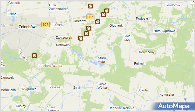 mapa Stara Huta gmina Wola Mysłowska, Stara Huta gmina Wola Mysłowska na mapie Targeo