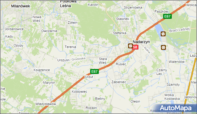 mapa Stara Wieś gmina Nadarzyn, Stara Wieś gmina Nadarzyn na mapie Targeo