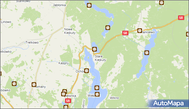 mapa Stare Kiejkuty, Stare Kiejkuty na mapie Targeo