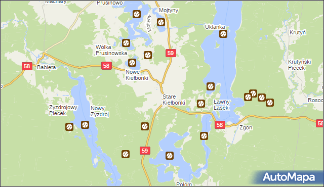 mapa Stare Kiełbonki, Stare Kiełbonki na mapie Targeo