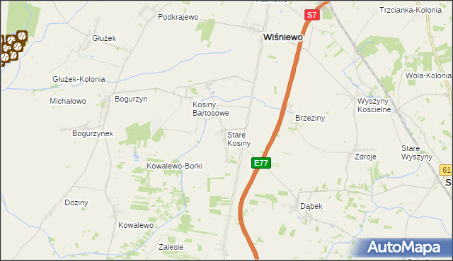 mapa Stare Kosiny, Stare Kosiny na mapie Targeo