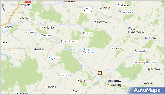 mapa Stary Miastków, Stary Miastków na mapie Targeo