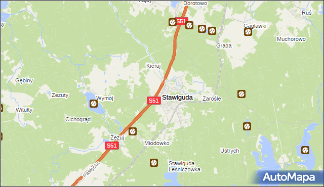 mapa Stawiguda, Stawiguda na mapie Targeo