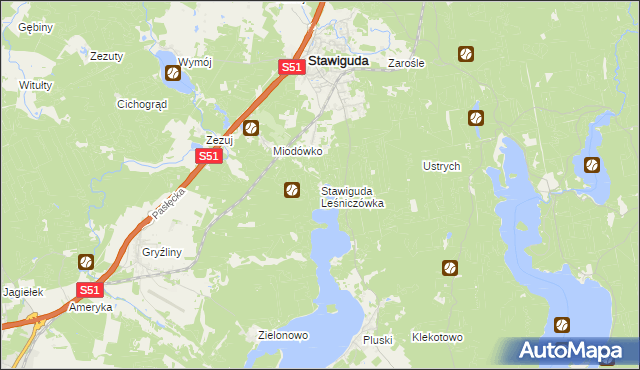 mapa Stawiguda Leśniczówka, Stawiguda Leśniczówka na mapie Targeo