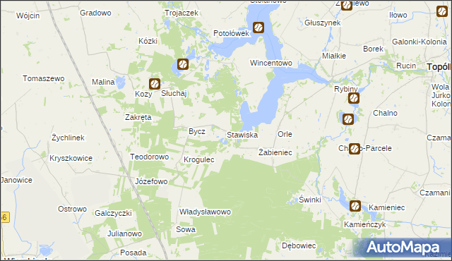 mapa Stawiska gmina Piotrków Kujawski, Stawiska gmina Piotrków Kujawski na mapie Targeo