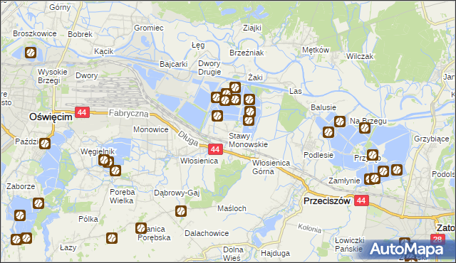 mapa Stawy Monowskie, Stawy Monowskie na mapie Targeo