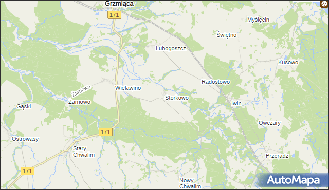 mapa Storkowo gmina Grzmiąca, Storkowo gmina Grzmiąca na mapie Targeo