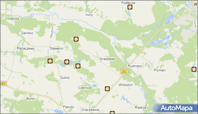 mapa Stradzewo gmina Choszczno, Stradzewo gmina Choszczno na mapie Targeo