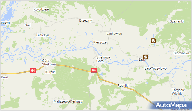 mapa Strękowa Góra, Strękowa Góra na mapie Targeo