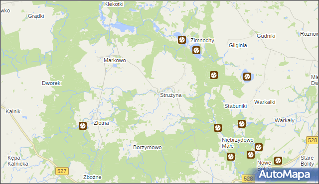 mapa Strużyna gmina Morąg, Strużyna gmina Morąg na mapie Targeo