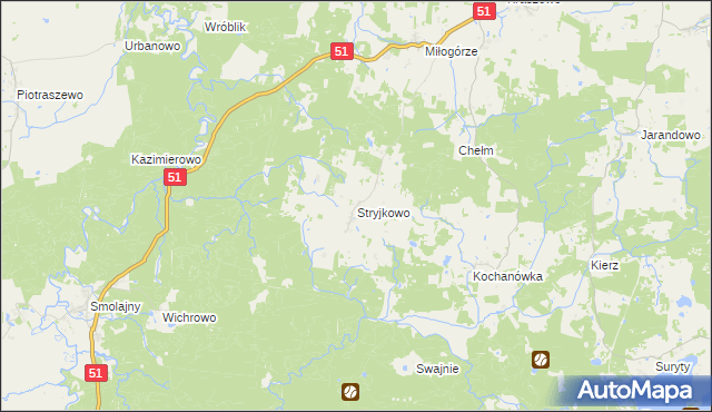 mapa Stryjkowo, Stryjkowo na mapie Targeo