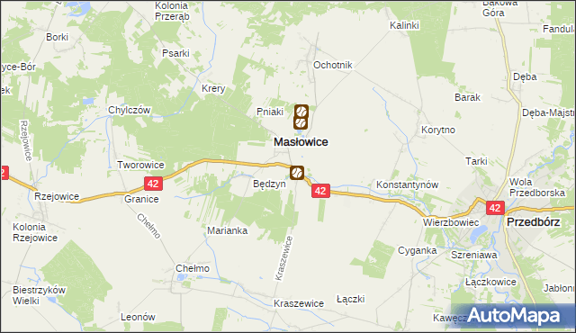 mapa Strzelce Małe gmina Masłowice, Strzelce Małe gmina Masłowice na mapie Targeo