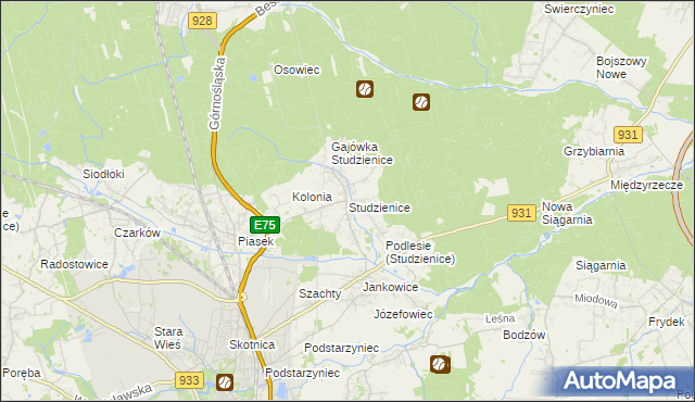 mapa Studzienice gmina Pszczyna, Studzienice gmina Pszczyna na mapie Targeo