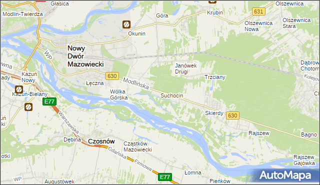 mapa Suchocin gmina Jabłonna, Suchocin gmina Jabłonna na mapie Targeo