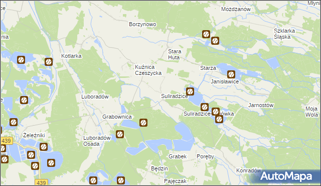 mapa Suliradzice, Suliradzice na mapie Targeo