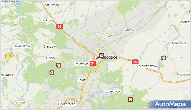 mapa Świebodzice, Świebodzice na mapie Targeo