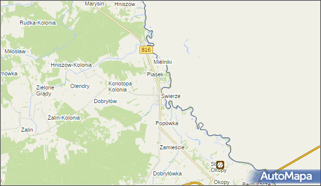 mapa Świerże gmina Dorohusk, Świerże gmina Dorohusk na mapie Targeo