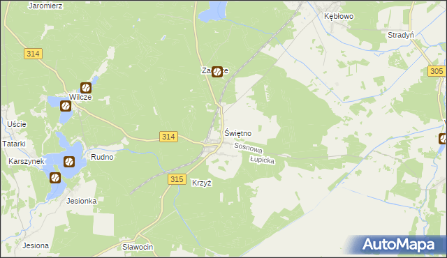 mapa Świętno gmina Wolsztyn, Świętno gmina Wolsztyn na mapie Targeo