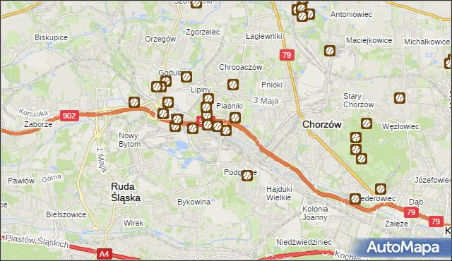 mapa Świętochłowice, Świętochłowice na mapie Targeo