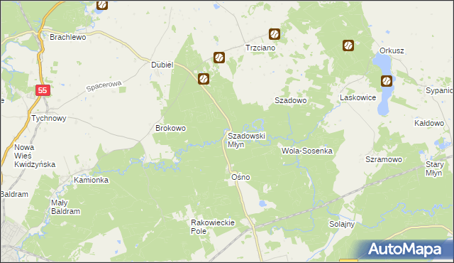 mapa Szadowski Młyn, Szadowski Młyn na mapie Targeo