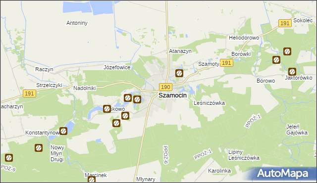 mapa Szamocin powiat chodzieski, Szamocin powiat chodzieski na mapie Targeo