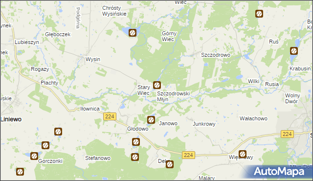 mapa Szczodrowski Młyn, Szczodrowski Młyn na mapie Targeo