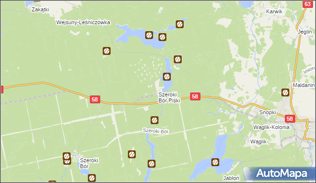 mapa Szeroki Bór Piski, Szeroki Bór Piski na mapie Targeo