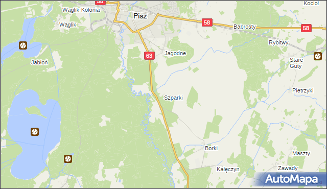 mapa Szparki, Szparki na mapie Targeo