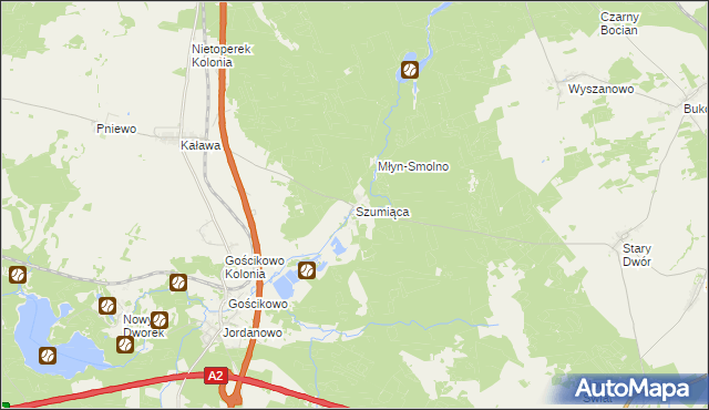 mapa Szumiąca gmina Międzyrzecz, Szumiąca gmina Międzyrzecz na mapie Targeo