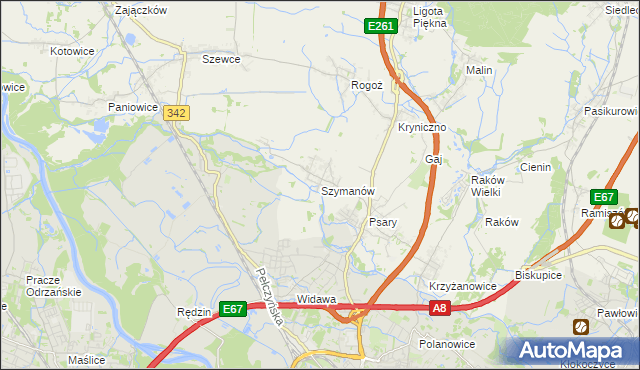 mapa Szymanów gmina Wisznia Mała, Szymanów gmina Wisznia Mała na mapie Targeo