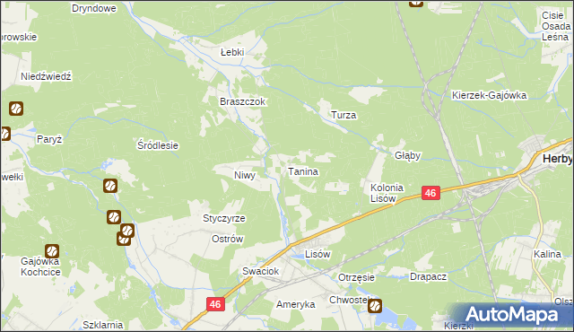 mapa Tanina, Tanina na mapie Targeo