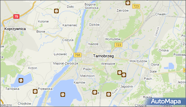 mapa Tarnobrzegu, Tarnobrzeg na mapie Targeo