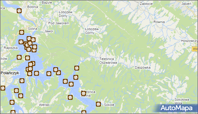 mapa Teleśnica Oszwarowa, Teleśnica Oszwarowa na mapie Targeo