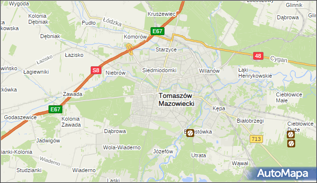 mapa Tomaszów Mazowiecki, Tomaszów Mazowiecki na mapie Targeo