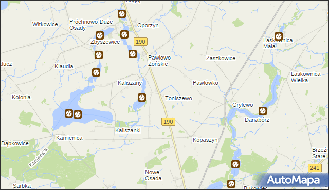 mapa Toniszewo, Toniszewo na mapie Targeo