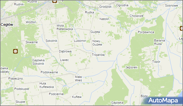 mapa Trojanów gmina Mrozy, Trojanów gmina Mrozy na mapie Targeo