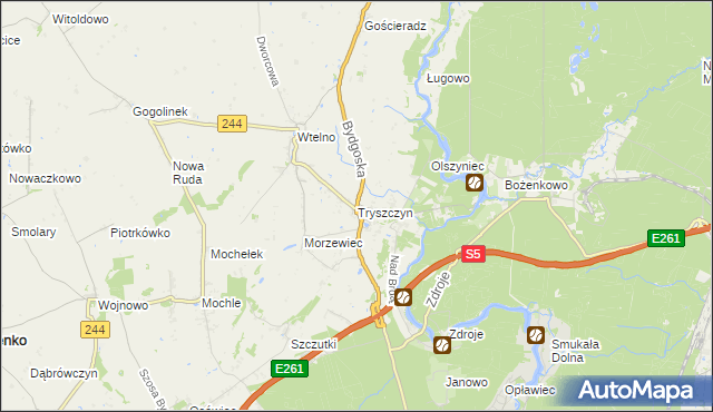 mapa Tryszczyn, Tryszczyn na mapie Targeo