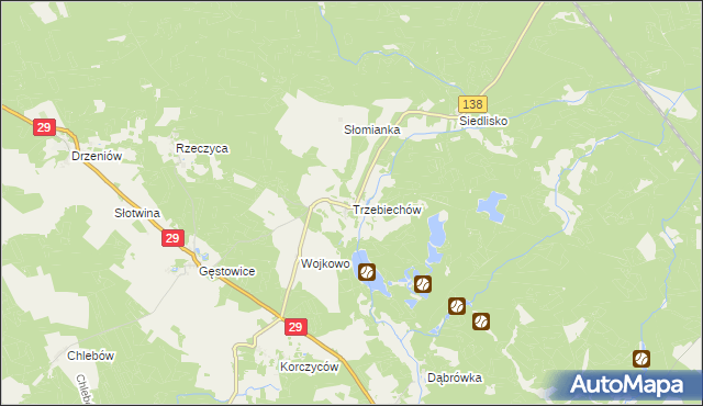 mapa Trzebiechów gmina Maszewo, Trzebiechów gmina Maszewo na mapie Targeo