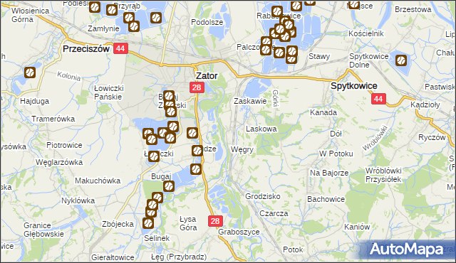 mapa Trzebieńczyce, Trzebieńczyce na mapie Targeo